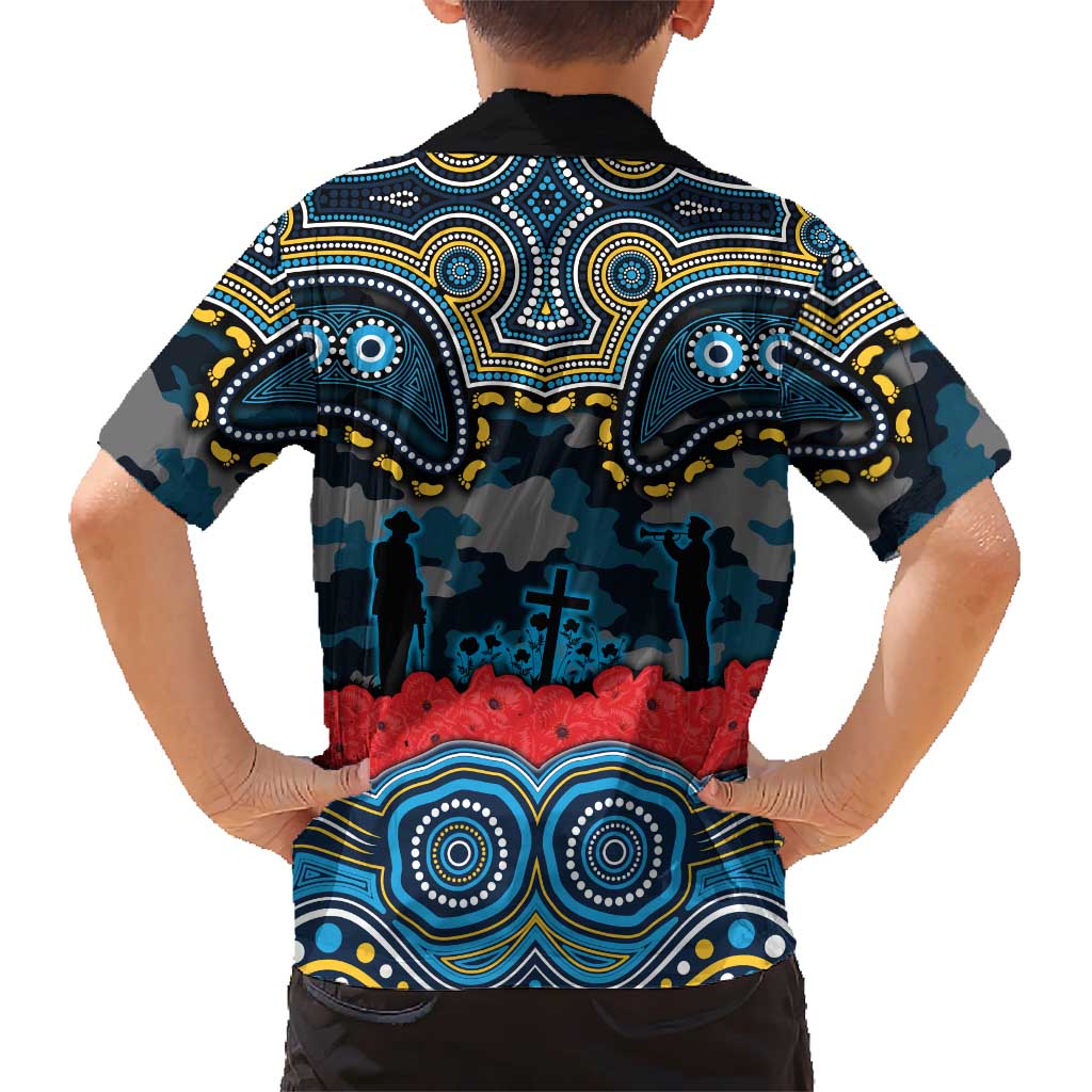 ANZAC Day Gold Coast Titans Family Matching Short Sleeve Bodycon Dress and Hawaiian Shirt Military Memorial Aboriginal Indigenous Art