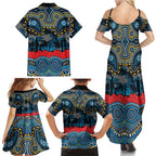 ANZAC Day Gold Coast Titans Family Matching Summer Maxi Dress and Hawaiian Shirt Military Memorial Aboriginal Indigenous Art