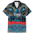 ANZAC Day Gold Coast Titans Family Matching Summer Maxi Dress and Hawaiian Shirt Military Memorial Aboriginal Indigenous Art