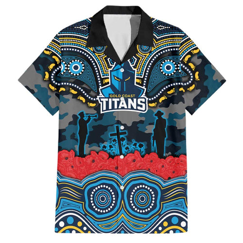 ANZAC Day Gold Coast Titans Family Matching Summer Maxi Dress and Hawaiian Shirt Military Memorial Aboriginal Indigenous Art