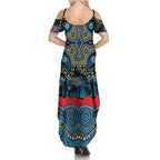 ANZAC Day Gold Coast Titans Family Matching Summer Maxi Dress and Hawaiian Shirt Military Memorial Aboriginal Indigenous Art