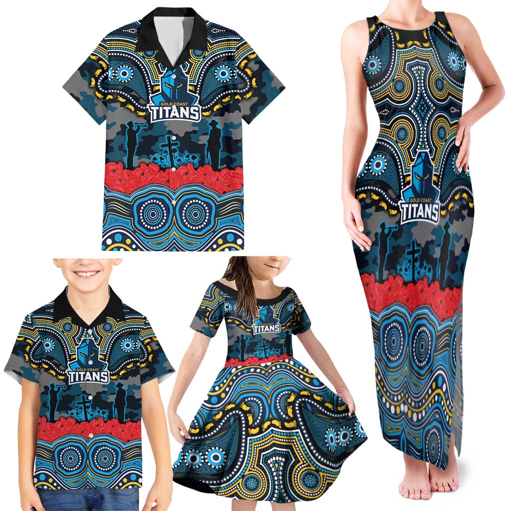 ANZAC Day Gold Coast Titans Family Matching Tank Maxi Dress and Hawaiian Shirt Military Memorial Aboriginal Indigenous Art