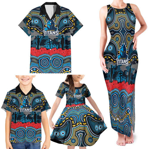 ANZAC Day Gold Coast Titans Family Matching Tank Maxi Dress and Hawaiian Shirt Military Memorial Aboriginal Indigenous Art