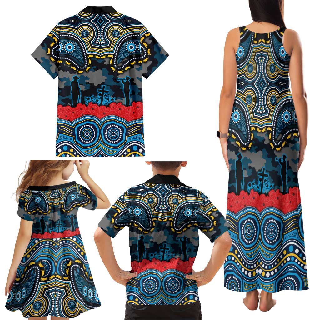 ANZAC Day Gold Coast Titans Family Matching Tank Maxi Dress and Hawaiian Shirt Military Memorial Aboriginal Indigenous Art