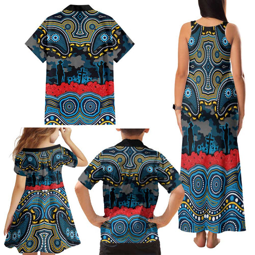 ANZAC Day Gold Coast Titans Family Matching Tank Maxi Dress and Hawaiian Shirt Military Memorial Aboriginal Indigenous Art