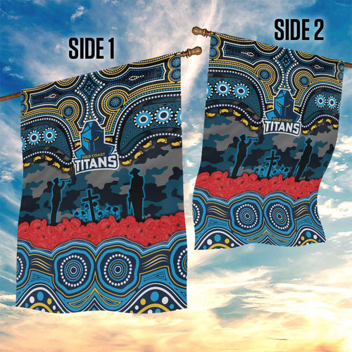 ANZAC Day Gold Coast Titans Garden Flag Military Memorial Aboriginal Indigenous Art