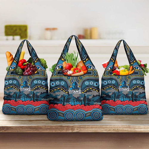 ANZAC Day Gold Coast Titans Grocery Bag Military Memorial Aboriginal Indigenous Art