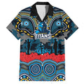 ANZAC Day Gold Coast Titans Hawaiian Shirt Military Memorial Aboriginal Indigenous Art