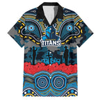 ANZAC Day Gold Coast Titans Hawaiian Shirt Military Memorial Aboriginal Indigenous Art