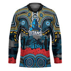 ANZAC Day Gold Coast Titans Hockey Jersey Military Memorial Aboriginal Indigenous Art
