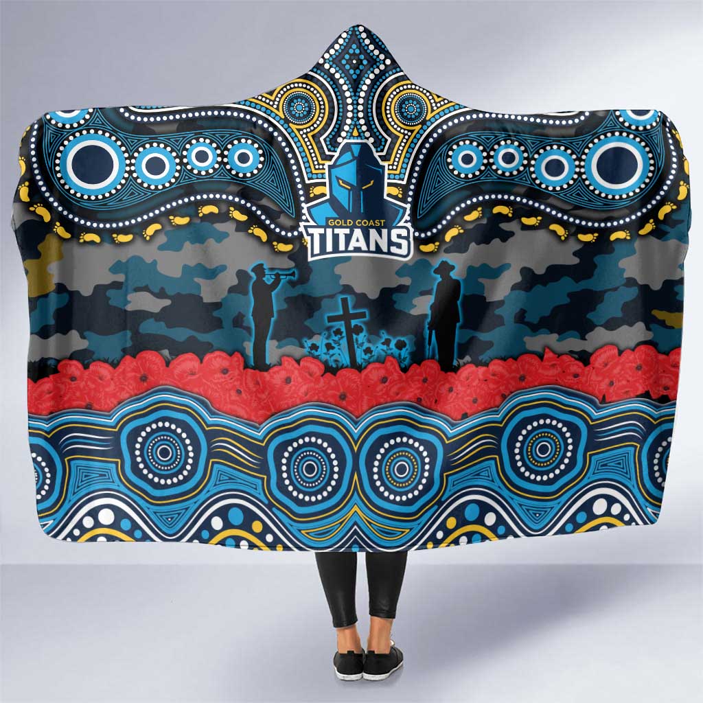 ANZAC Day Gold Coast Titans Hooded Blanket Military Memorial Aboriginal Indigenous Art