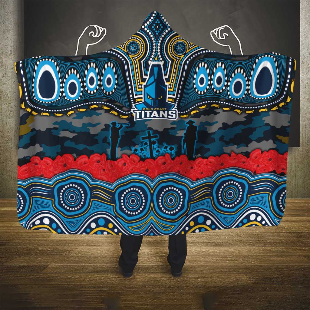 ANZAC Day Gold Coast Titans Hooded Blanket Military Memorial Aboriginal Indigenous Art
