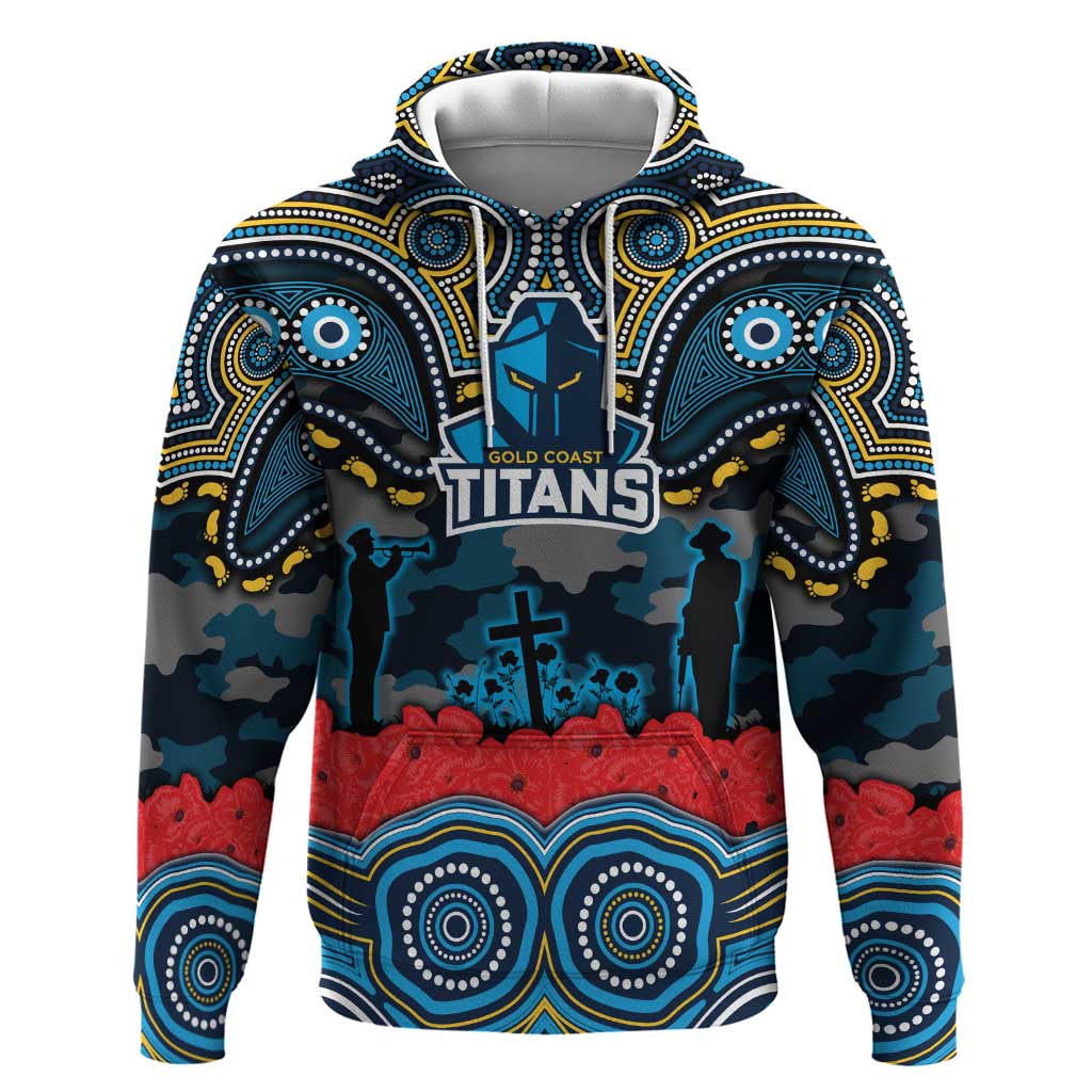 ANZAC Day Gold Coast Titans Hoodie Military Memorial Aboriginal Indigenous Art