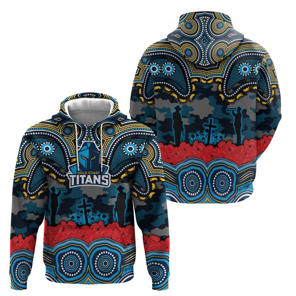 ANZAC Day Gold Coast Titans Hoodie Military Memorial Aboriginal Indigenous Art