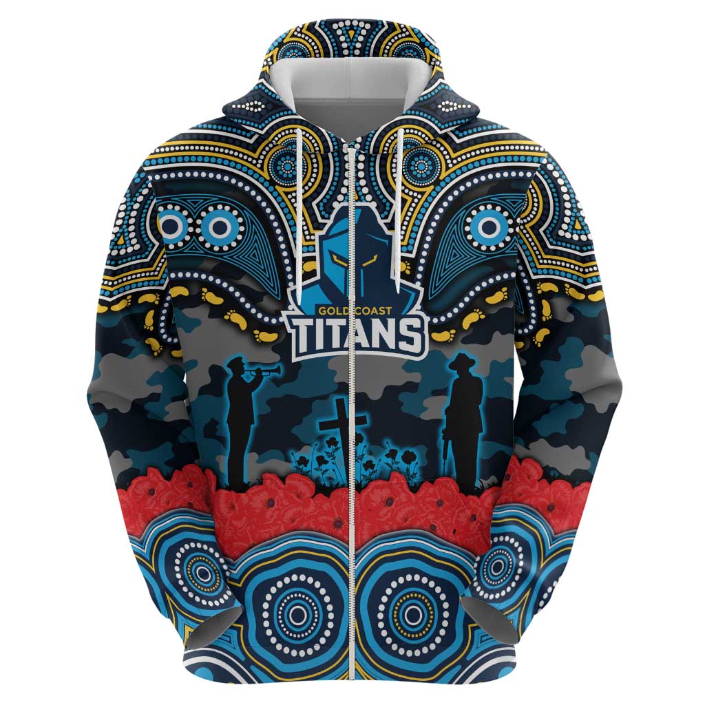 ANZAC Day Gold Coast Titans Hoodie Military Memorial Aboriginal Indigenous Art