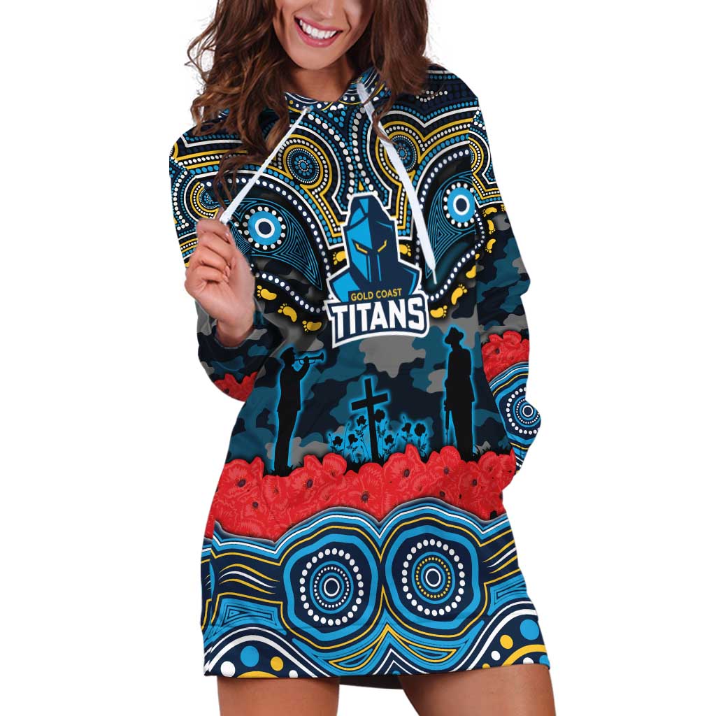 ANZAC Day Gold Coast Titans Hoodie Dress Military Memorial Aboriginal Indigenous Art