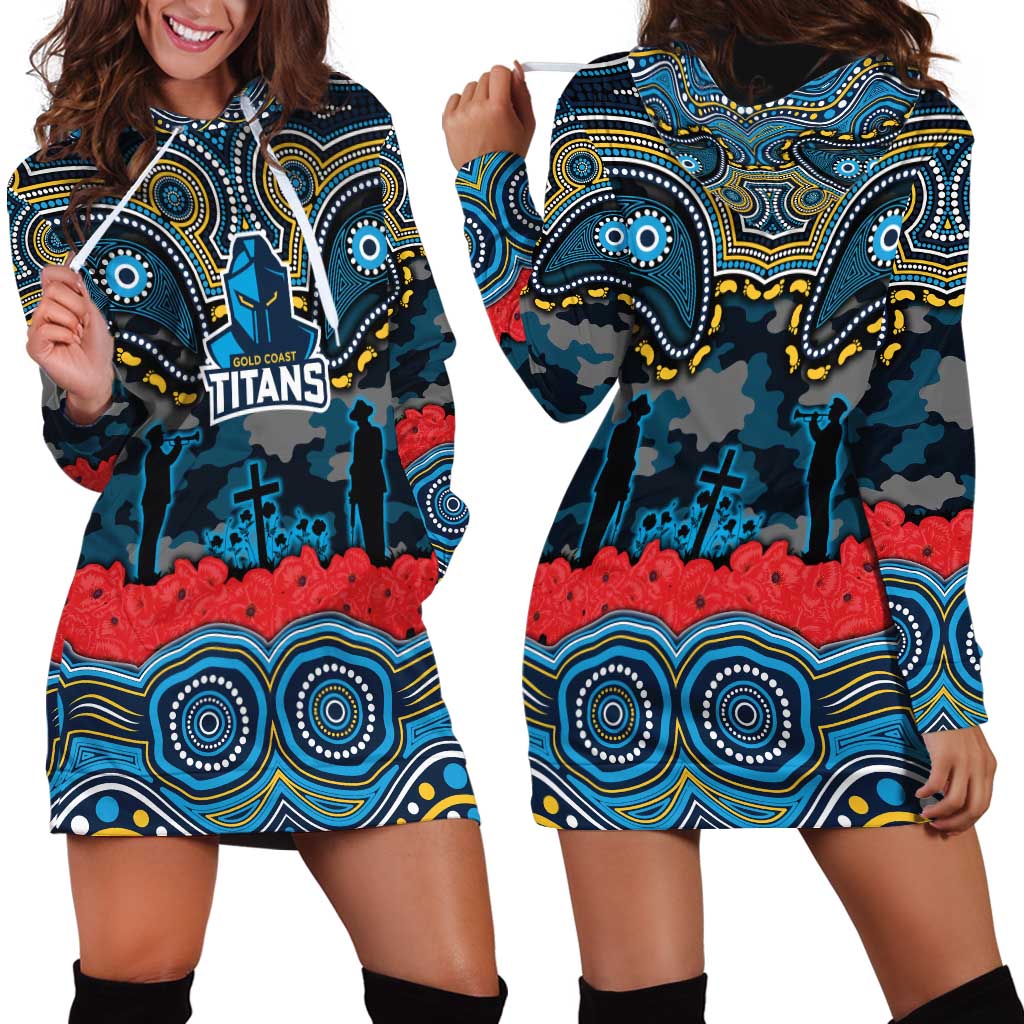 ANZAC Day Gold Coast Titans Hoodie Dress Military Memorial Aboriginal Indigenous Art