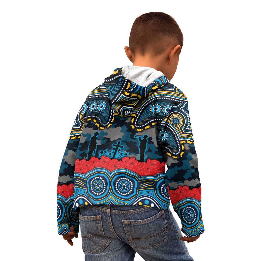 ANZAC Day Gold Coast Titans Kid Hoodie Military Memorial Aboriginal Indigenous Art