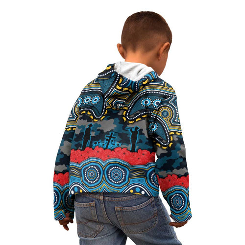 ANZAC Day Gold Coast Titans Kid Hoodie Military Memorial Aboriginal Indigenous Art