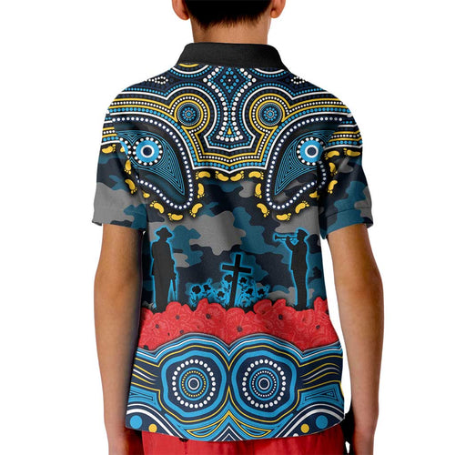 ANZAC Day Gold Coast Titans Kid Polo Shirt Military Memorial Aboriginal Indigenous Art