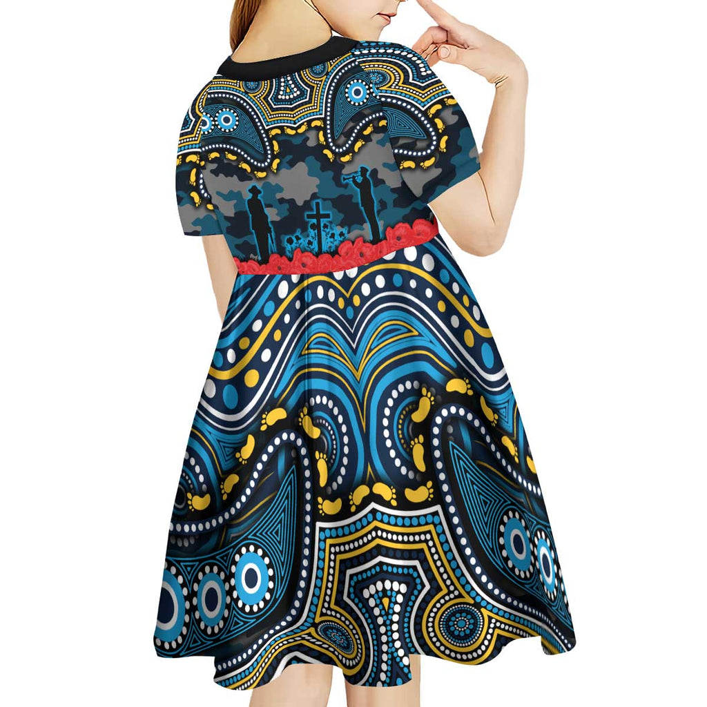 ANZAC Day Gold Coast Titans Kid Short Sleeve Dress Military Memorial Aboriginal Indigenous Art