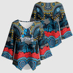 ANZAC Day Gold Coast Titans Kimono Sleeve Blouse Military Memorial Aboriginal Indigenous Art