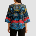 ANZAC Day Gold Coast Titans Kimono Sleeve Blouse Military Memorial Aboriginal Indigenous Art