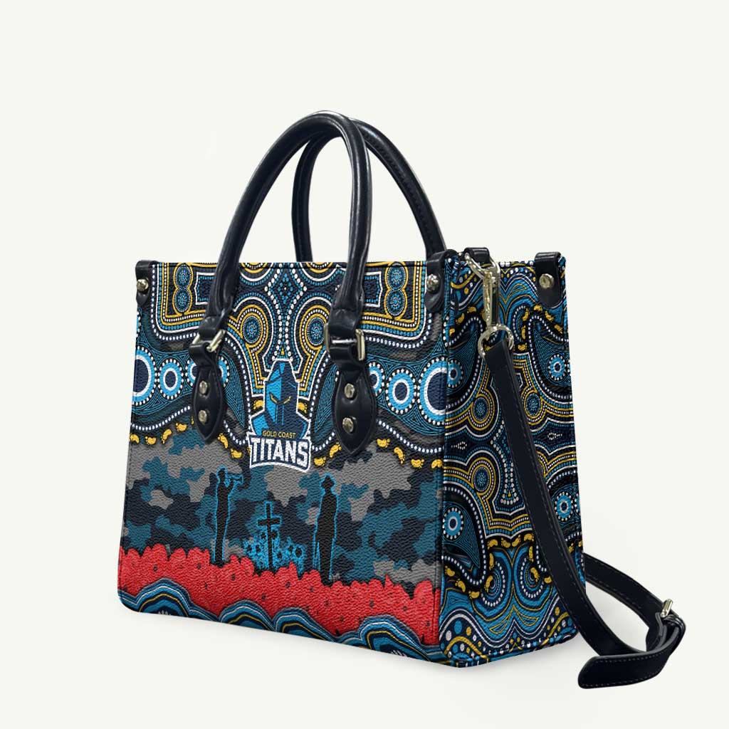 ANZAC Day Gold Coast Titans Leather Bag Military Memorial Aboriginal Indigenous Art