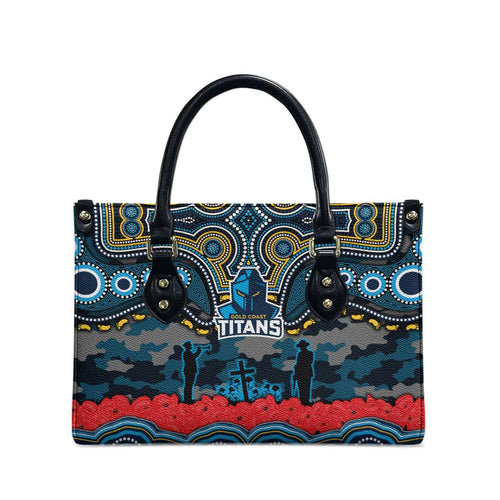 ANZAC Day Gold Coast Titans Leather Bag Military Memorial Aboriginal Indigenous Art