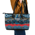 ANZAC Day Gold Coast Titans Leather Tote Bag Military Memorial Aboriginal Indigenous Art