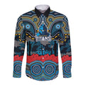 ANZAC Day Gold Coast Titans Long Sleeve Button Shirt Military Memorial Aboriginal Indigenous Art