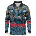 ANZAC Day Gold Coast Titans Long Sleeve Polo Shirt Military Memorial Aboriginal Indigenous Art