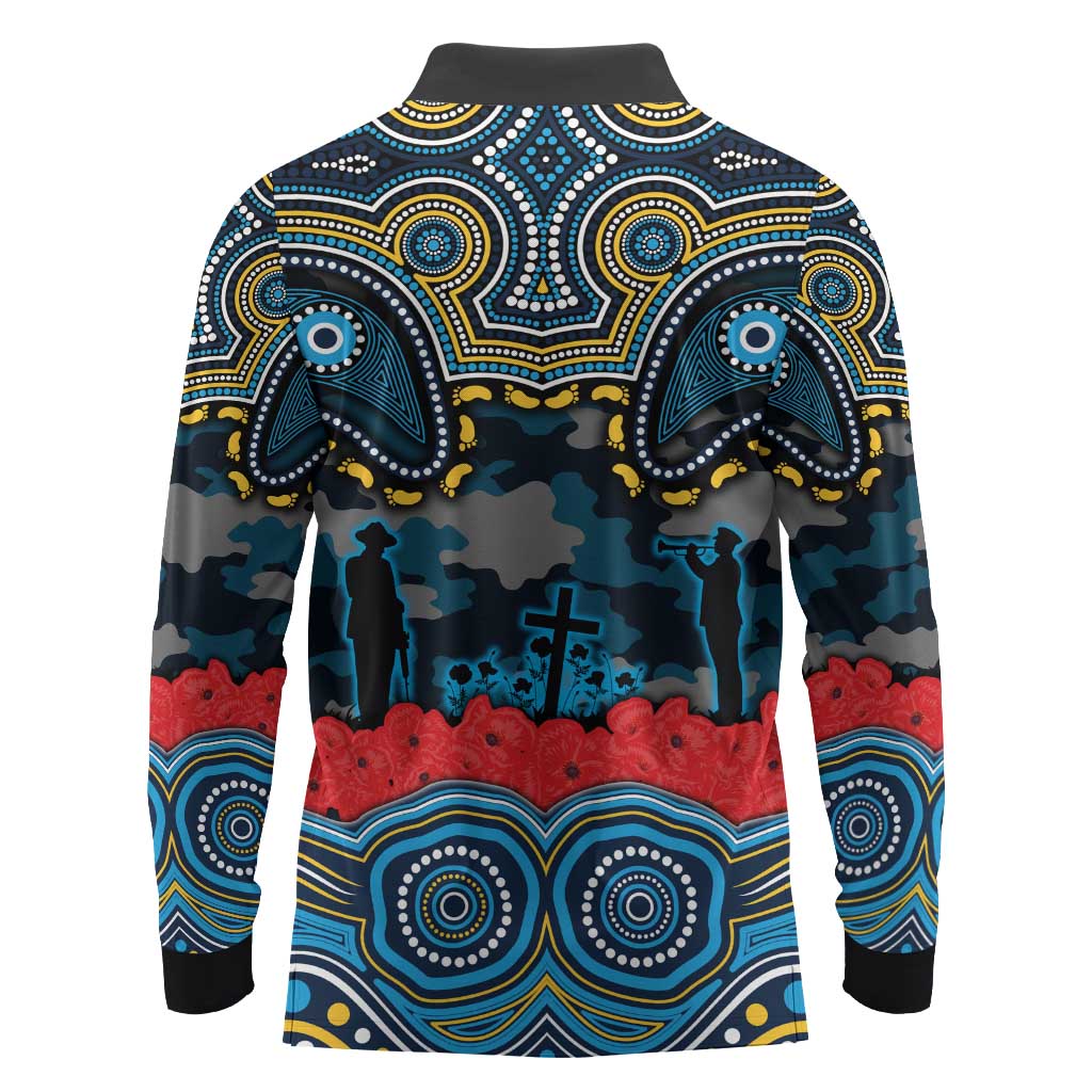 ANZAC Day Gold Coast Titans Long Sleeve Polo Shirt Military Memorial Aboriginal Indigenous Art