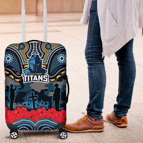 ANZAC Day Gold Coast Titans Luggage Cover Military Memorial Aboriginal Indigenous Art