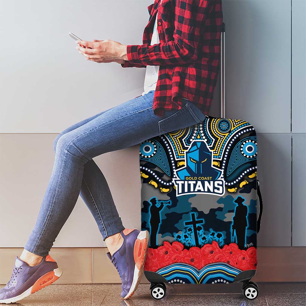 ANZAC Day Gold Coast Titans Luggage Cover Military Memorial Aboriginal Indigenous Art