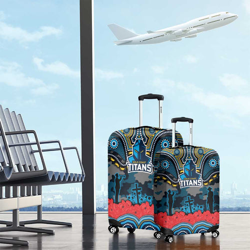 ANZAC Day Gold Coast Titans Luggage Cover Military Memorial Aboriginal Indigenous Art