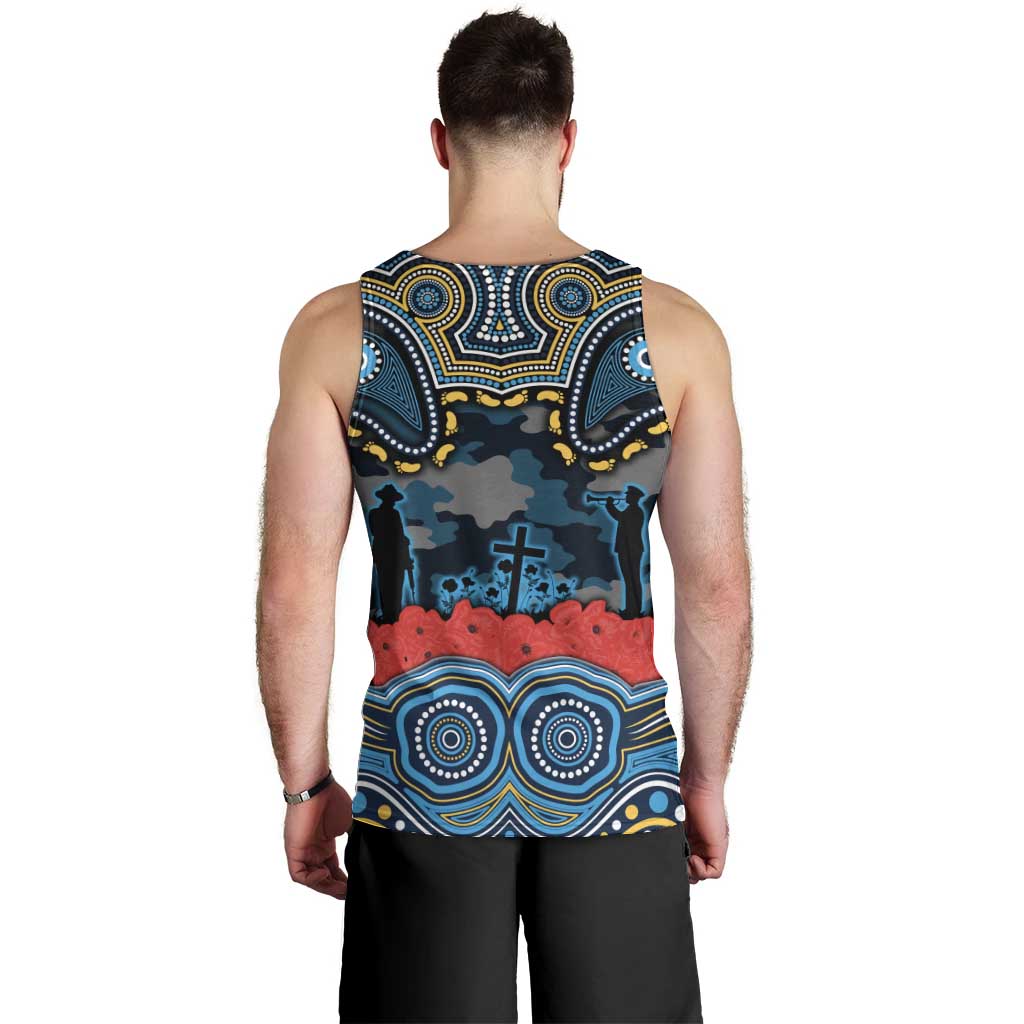 ANZAC Day Gold Coast Titans Men Tank Top Military Memorial Aboriginal Indigenous Art