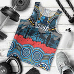 ANZAC Day Gold Coast Titans Men Tank Top Military Memorial Aboriginal Indigenous Art