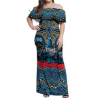 ANZAC Day Gold Coast Titans Off Shoulder Maxi Dress Military Memorial Aboriginal Indigenous Art