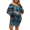 ANZAC Day Gold Coast Titans Off Shoulder Short Dress Military Memorial Aboriginal Indigenous Art
