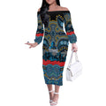 ANZAC Day Gold Coast Titans Off The Shoulder Long Sleeve Dress Military Memorial Aboriginal Indigenous Art