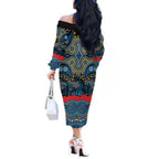 ANZAC Day Gold Coast Titans Off The Shoulder Long Sleeve Dress Military Memorial Aboriginal Indigenous Art