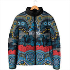 ANZAC Day Gold Coast Titans Padded Jacket Military Memorial Aboriginal Indigenous Art
