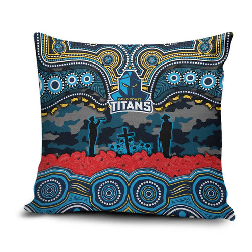 ANZAC Day Gold Coast Titans Pillow Cover Military Memorial Aboriginal Indigenous Art