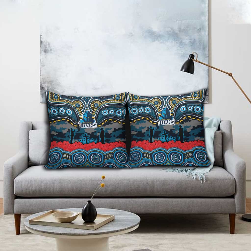 ANZAC Day Gold Coast Titans Pillow Cover Military Memorial Aboriginal Indigenous Art