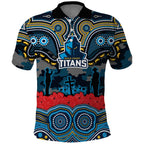 ANZAC Day Gold Coast Titans Polo Shirt Military Memorial Aboriginal Indigenous Art