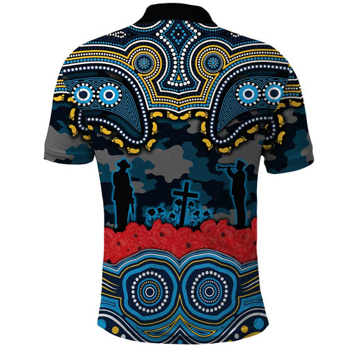 ANZAC Day Gold Coast Titans Polo Shirt Military Memorial Aboriginal Indigenous Art
