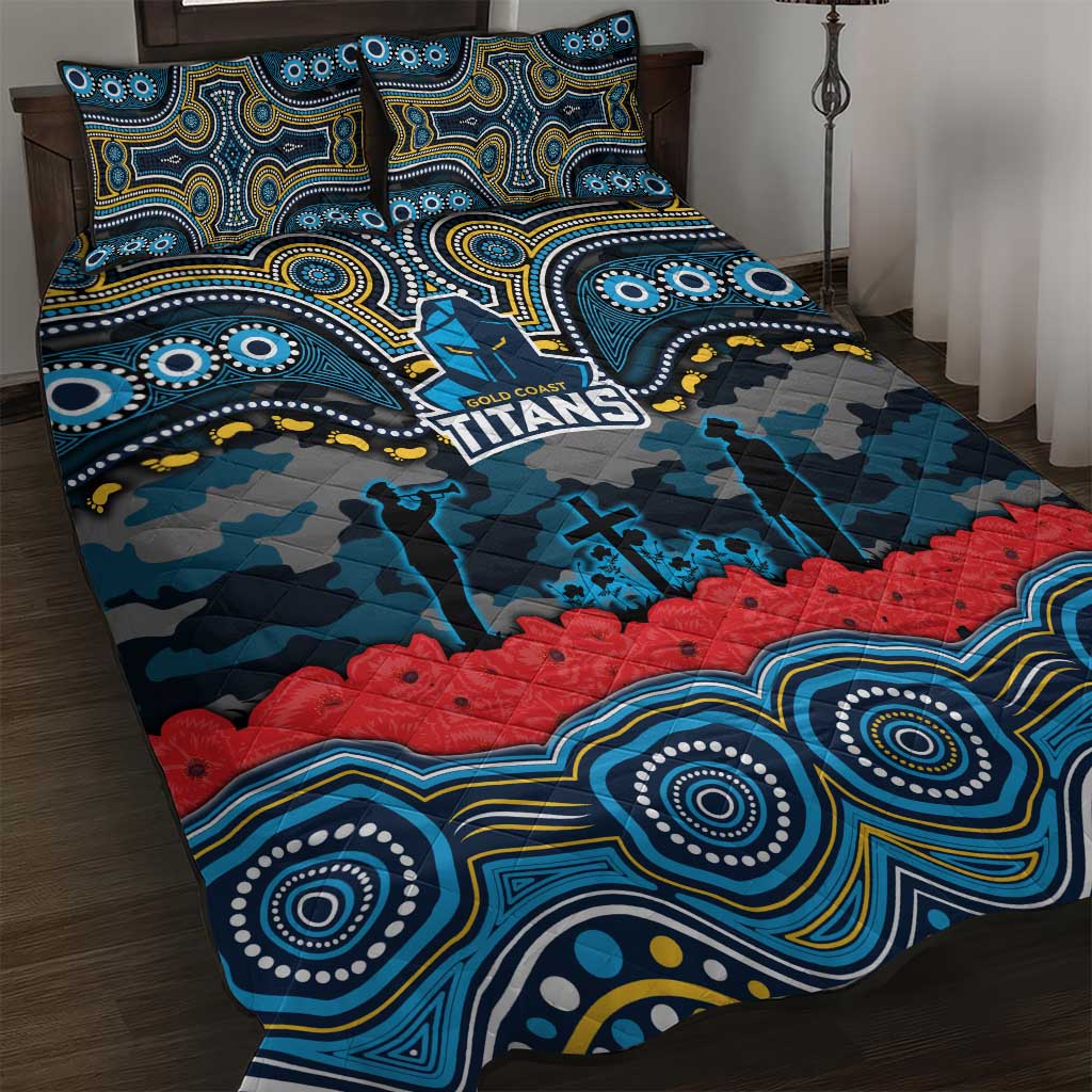 ANZAC Day Gold Coast Titans Quilt Bed Set Military Memorial Aboriginal Indigenous Art