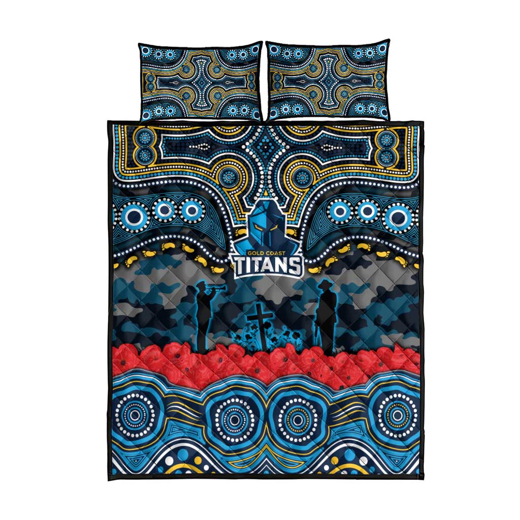 ANZAC Day Gold Coast Titans Quilt Bed Set Military Memorial Aboriginal Indigenous Art