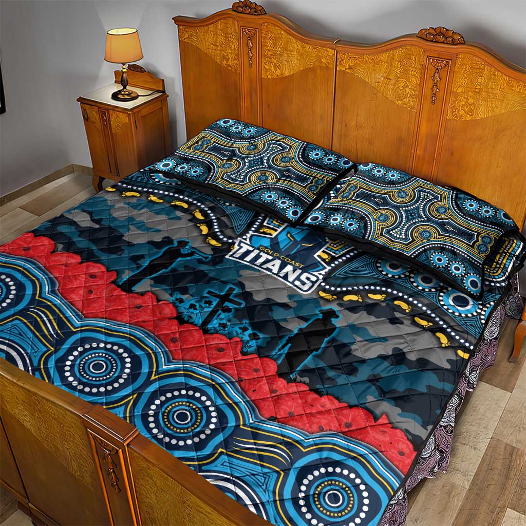 ANZAC Day Gold Coast Titans Quilt Bed Set Military Memorial Aboriginal Indigenous Art